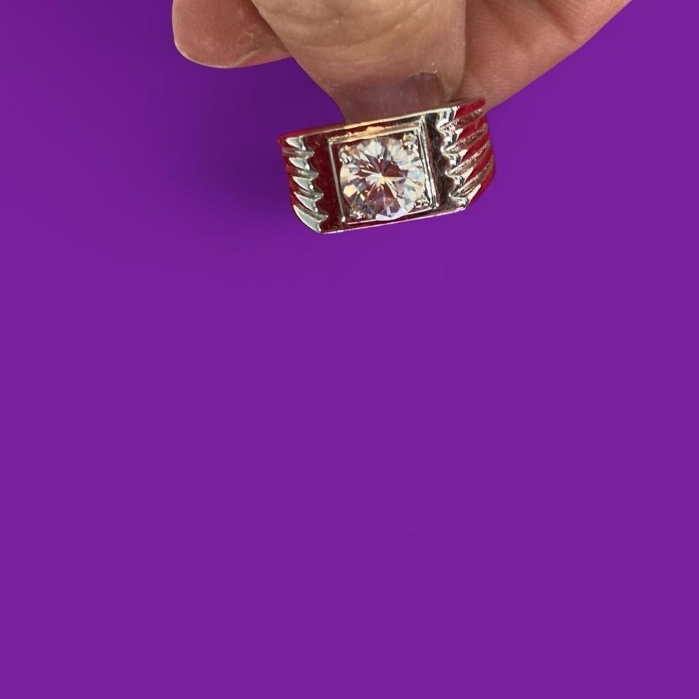 Silver tone square cubic zirconia ring #silverjewellery stone unknown